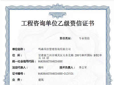 工程咨询乙级资信评价